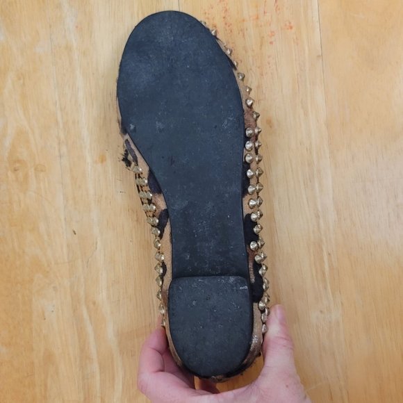 Steve Madden Leopard Print Brass Stud Flats - Picture 10 of 11